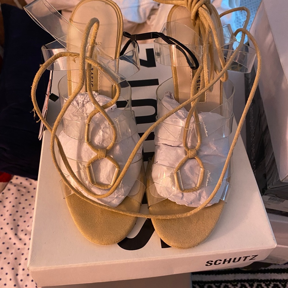 Zara size 8 lace up heels